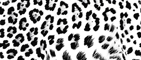Authentic Snow Leopard Skin Print Pattern Seamless Black and White Fur Texture for Chic and Modern Projects Animals Skin Textured Background