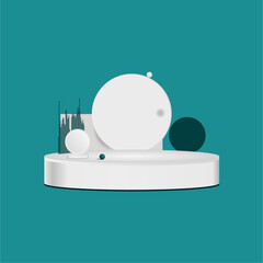 Vector background with bright colors and minimalist 3d shapes