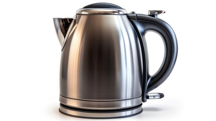 Stainless Steel Electric Kettle on White Background