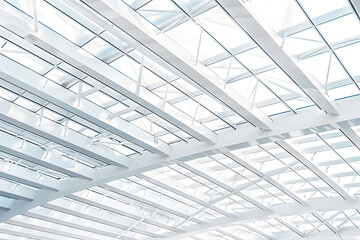 Fototapeta premium Modern white roof of architecture building structure with steel.