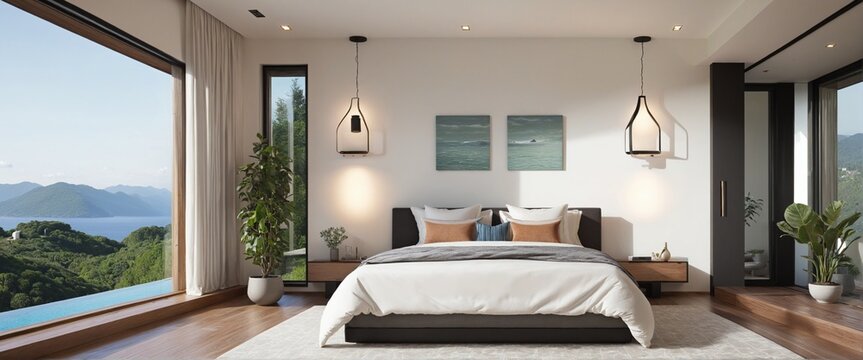 Modern cosy villa bedroom deign