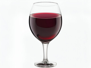 Red Wine Glass on White Background 