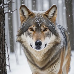 Obraz premium Wolf in the snow, portrait