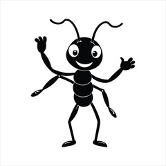 funny ant waving hand vector
