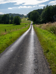 country road in french countryside of champagne ardennes