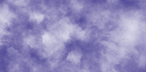 Abstract white clouds on blue or purple texture with stains, Blue sky with tiny clouds and weather and beautiful nature in the morning, watercolor abstract texture with white clouds and blue sky.