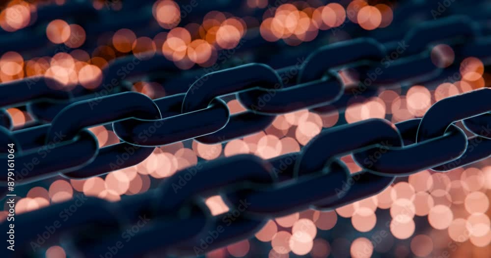 Aufkleber futuristic blockchain concept with glowing blue bokeh and chain links