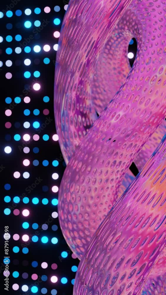 Aufkleber abstract 3d structure with pink and purple mesh and neon bokeh background