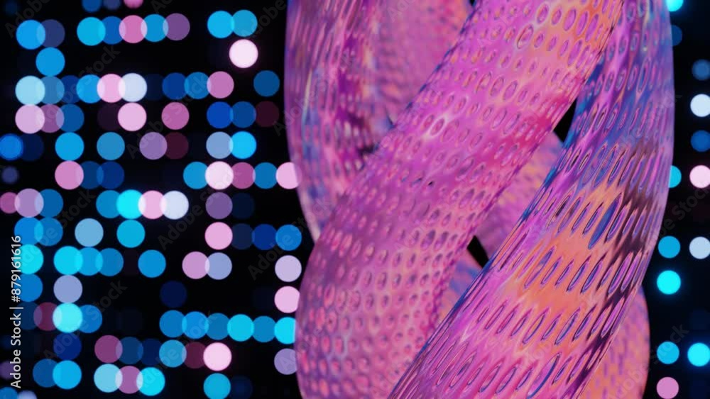 Aufkleber Abstract 3D Structure with Pink and Purple Mesh and Neon Bokeh Background

