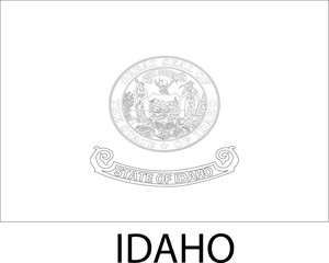 Idaho Flag, Alabama Flag, United States Flags, Black and White Image, Vector Image, Editable illustration, Geography, Learn US Flags