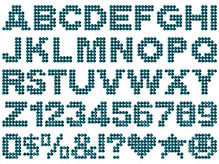 ラインストーン、文字、青緑