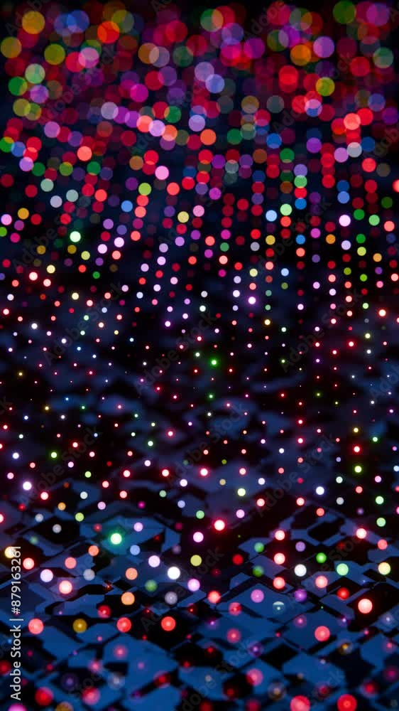 Poster Vibrant Multicolored Bokeh Lights with Abstract Pattern on Dark Background


