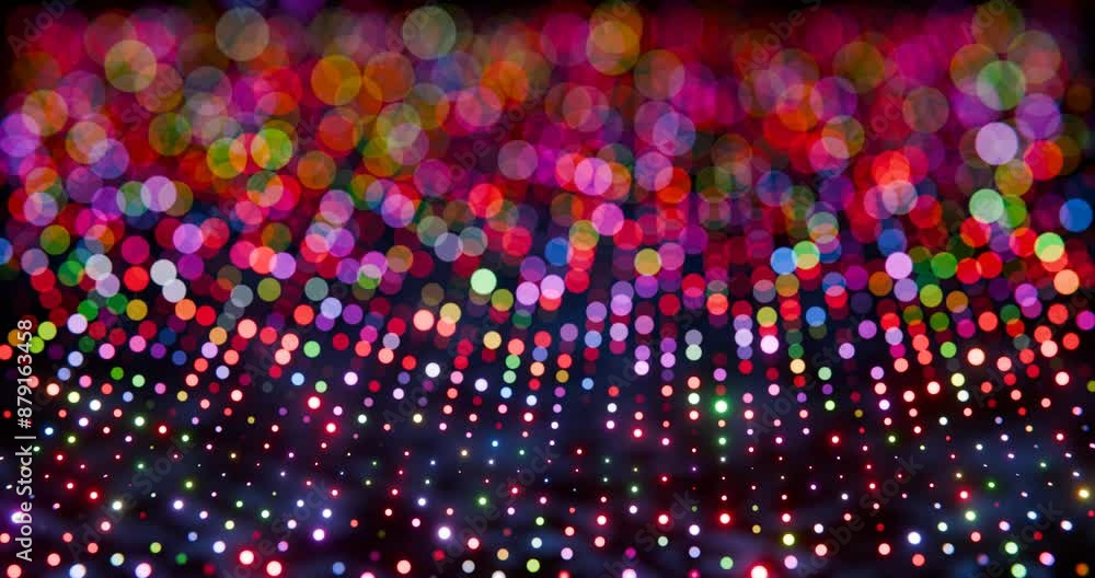 Poster Vibrant Multicolored Bokeh Lights with Abstract Pattern on Dark Background


