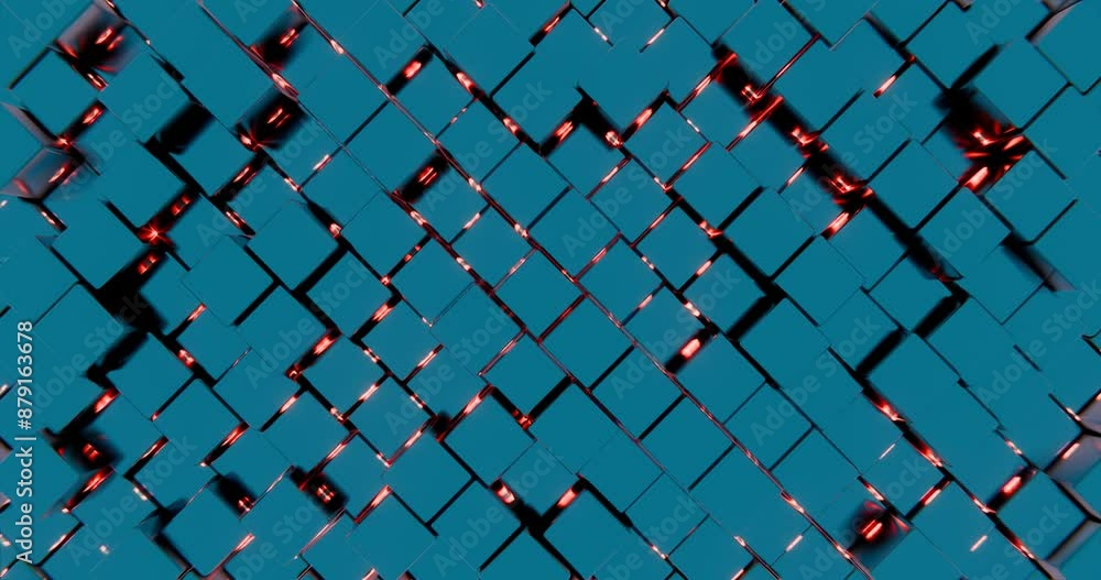 Aufkleber abstract geometric pattern with blue cubes and red highlights