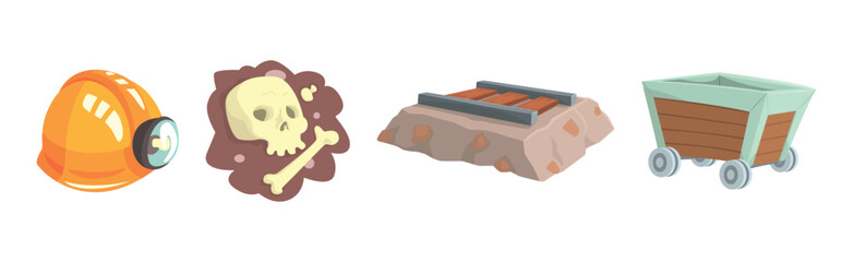 Obraz premium Different Mine Industry Object and Item Vector Set