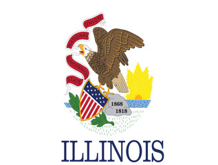 Illinois Flag, United States Flags, Vector Image, Editable illustration, Geography, Learn US Flags