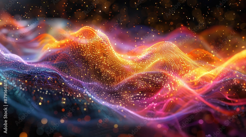 Poster abstract energy waves in a futuristic cyber space