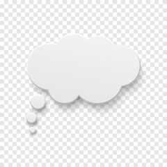 Vector white blank paper speech bubble on background.