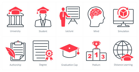 A set of 10 School and Education icons as university, student, lecture