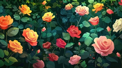 Fototapeta premium Vibrant Rose Garden