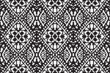 Ethnic seamless monochrome pattern vector image, Monochrome pixel background. Abstract seamless pattern with small random scattered squares, rectangles, tiny dots. Black and white minimal 