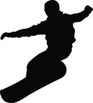 recommend clip art: Snowboarding player silhouette full body. Snowboarder posing illustration. People doing extreme sport.