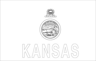 Kansas Flag, United States Flags, Black and White Image, Vector Image, Editable illustration, Geography, Learn US Flags