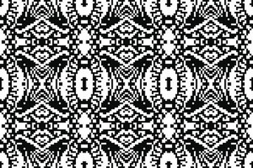 Ethnic seamless monochrome pattern vector image, Monochrome pixel background. Abstract seamless pattern with small random scattered squares, rectangles, tiny dots. Black and white minimal 