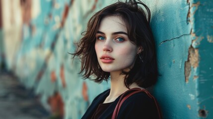 Obraz premium Fashion portrait of beautiful pretty model woman on urban background --aspect 169 --version 6.0 - Upscaled (Subtle) by @zahra (relaxed)