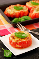 Stuffed tomatoes with basil.