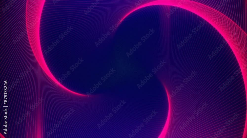 Poster beautiful abstract lines of triangles moving. background futuristic twisted tunnel with neon lights.