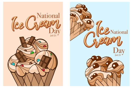a couple of posters with ice cream for national ice cream day - Powered by Adobe