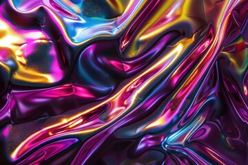 Obraz premium Dark liquid metallic texture with holographic colors, seamless tile pattern
