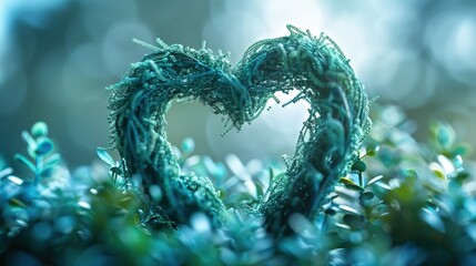 A heart symbol formed from spirulina filaments 