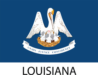 Louisiana Flag, United States Flags, Black and White Image, Vector Image, Editable illustration, Geography, Learn US Flags