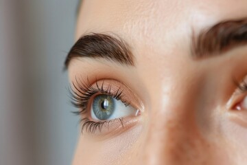 Eyebrow shaping. Eyebrows correction and brow design. Beautiful Caucasian woman face closeup in beauty salon