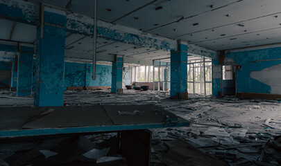 destroyed building in a city lost in the war in Ukraine