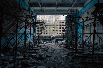 destroyed building in a city lost in the war in Ukraine