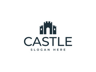 castle logo vector illustration. castle tower logo template
