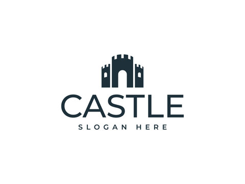 castle logo vector illustration. castle tower logo template
