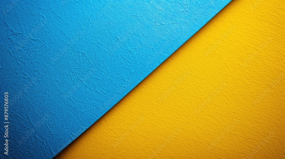 Poster vibrant blue and yellow textured paper background with space for text or objects