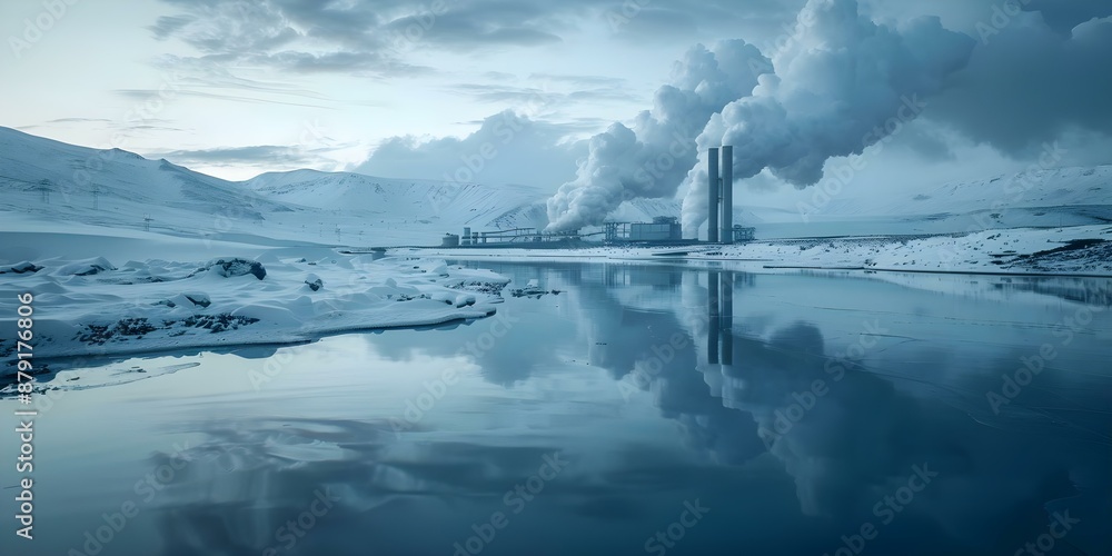 Poster carbfix project in iceland utilizing co2 capture and storage for climate change mitigation. concept 