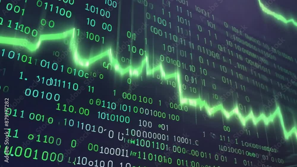 Aufkleber A binary code sequence cascading down a digital screen, transforming into a breathtaking aurora borealis.