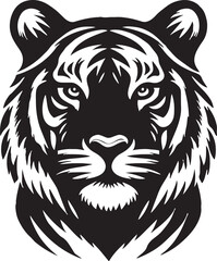 tiger head Silhouette vector art illustration 