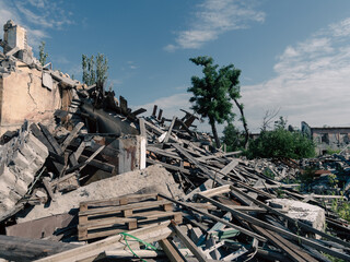 destroyed building in a city lost in the war in Ukraine