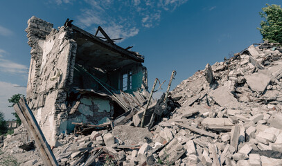 destroyed building in a city lost in the war in Ukraine