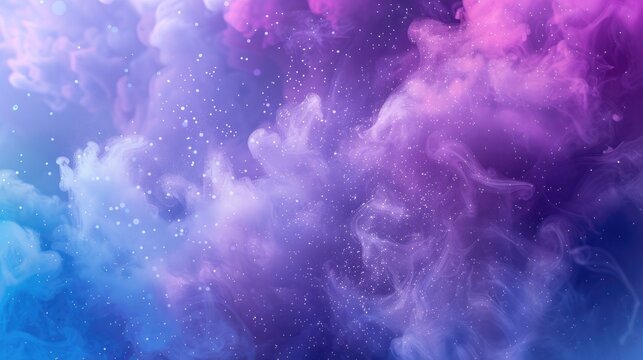 Sparkling cloud Ink drop Stardust universe White particles moving on blue and purple mist grain texture abstract background captured with Red Cinema camera 6k