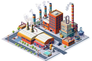 Obraz premium Green factory building illustration