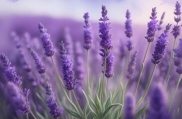 Beautiful blooming lavender growing outdoors, closeup. Space for text