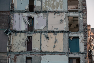 destroyed building in a city lost in the war in Ukraine